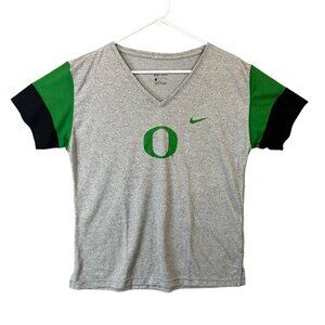 Nike Women's Oregon Ducks Gray Dri-Fit V-Neck Shirt Size L EUC